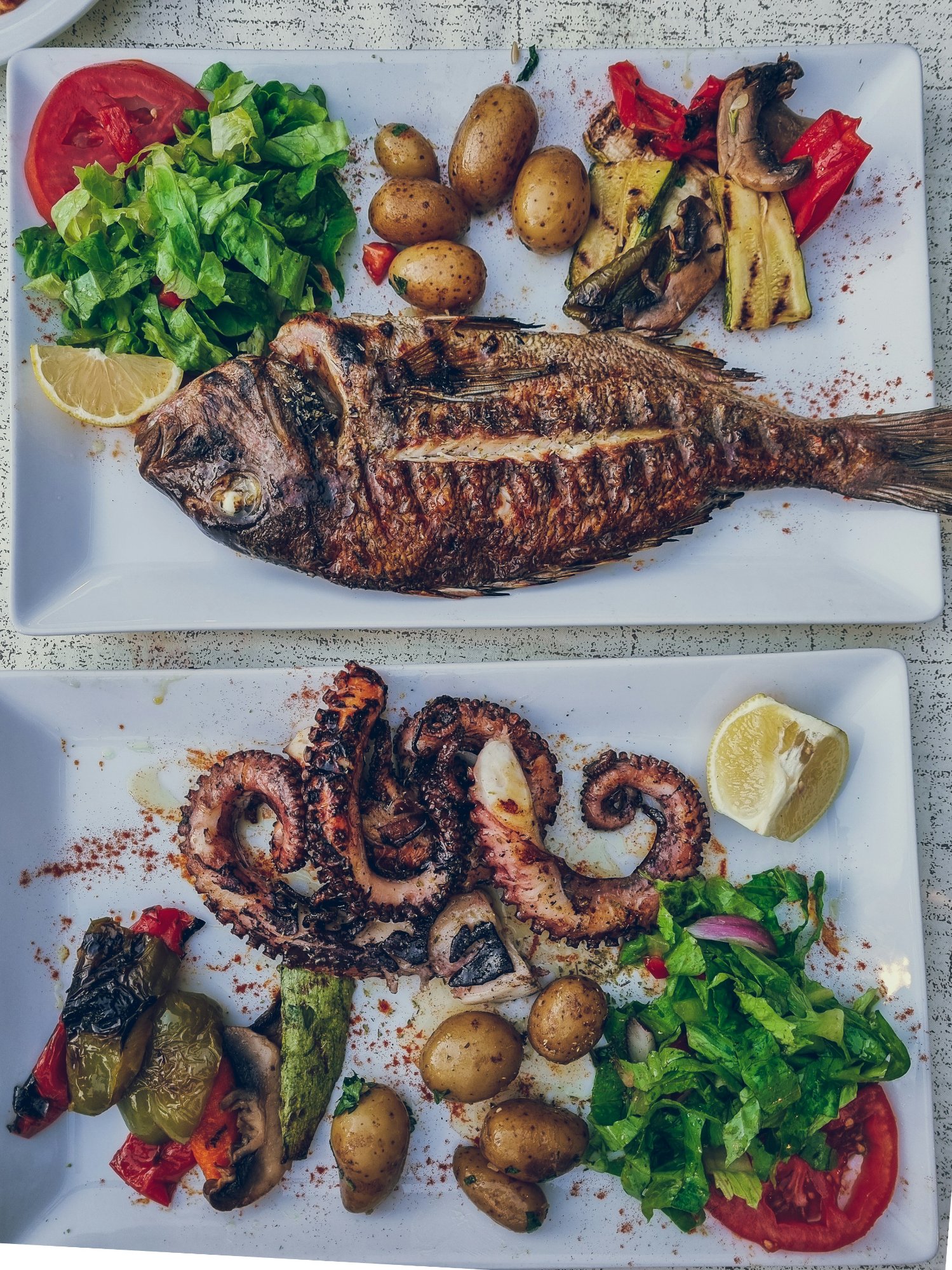 Mediterranean fish and vegetable meal